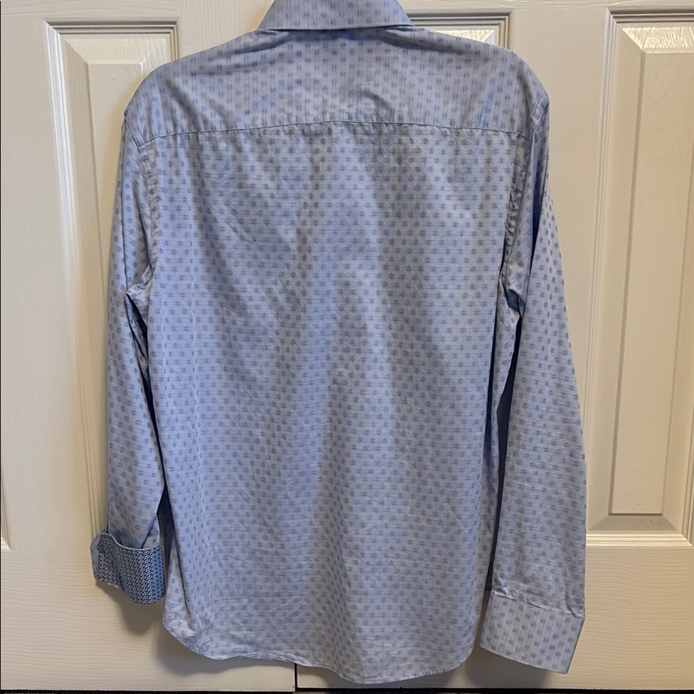 Mens Bugatchi Blue Patterned Button Down Shirt Si… - image 6